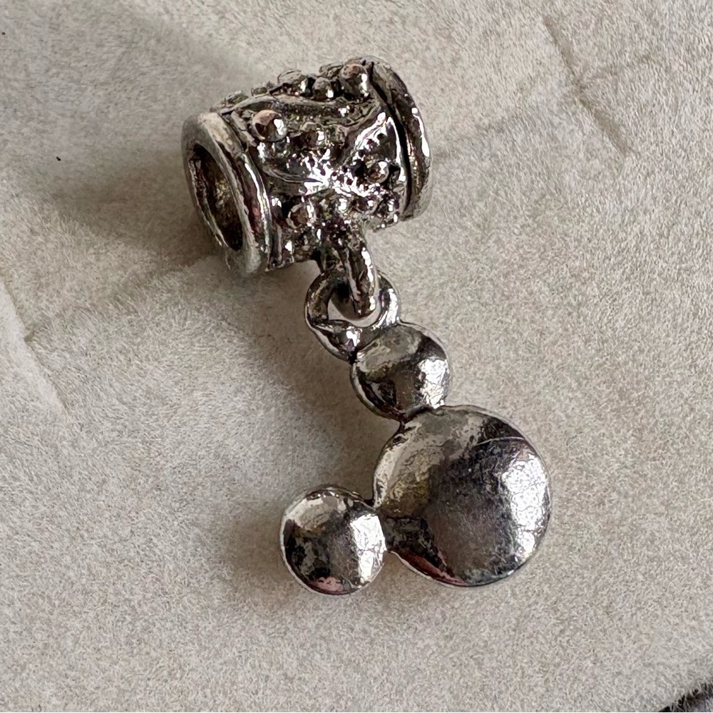 Silver Dangle Bead Charm Mouse w/ Rhinestones for Bracelet Necklace Jewelry - Picture 5 of 9